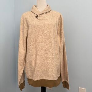 L.L. Bean Cream/Tan Shawl Collar Knit Sweater